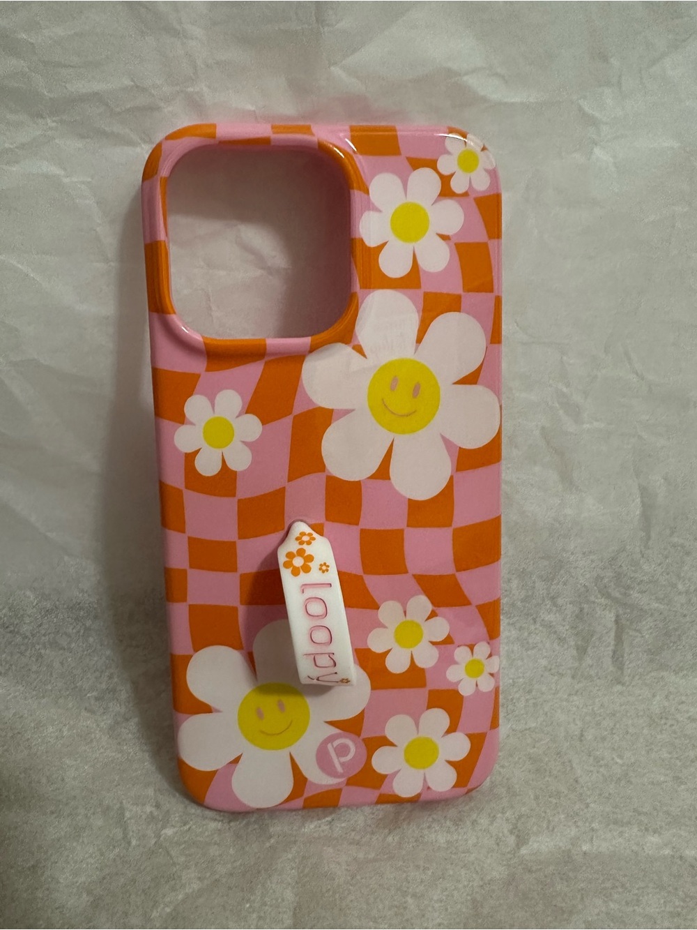 Loopy Case “Daisy Dreamin” Pink and Orange Checkerboard Daisy Phone Case